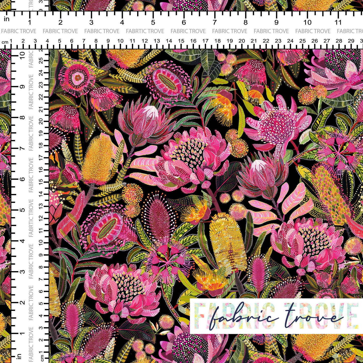 COTTON 100 - Aussie Dot Floral Black