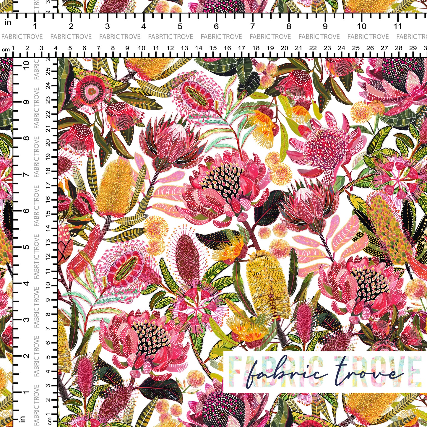 COTTON 100 - Aussie Dot Floral White