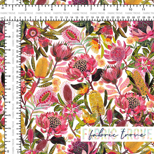 COTTON 100 - Aussie Dot Floral White