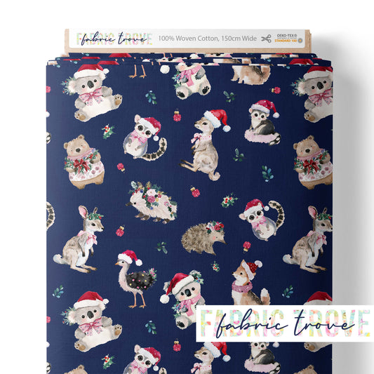 COTTON 100 - Bush Christmas Folk Navy