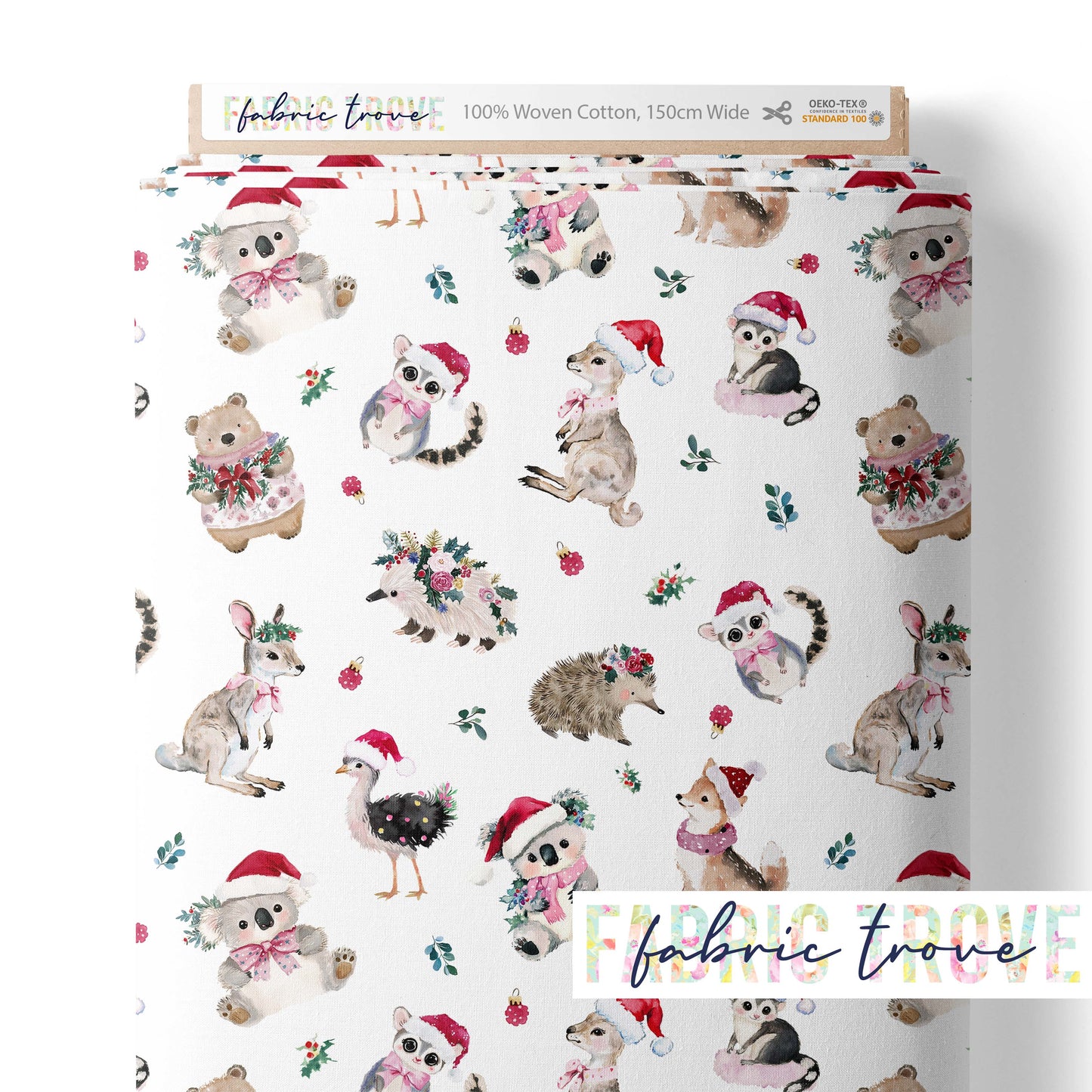 COTTON 100 - Bush Christmas Folk White