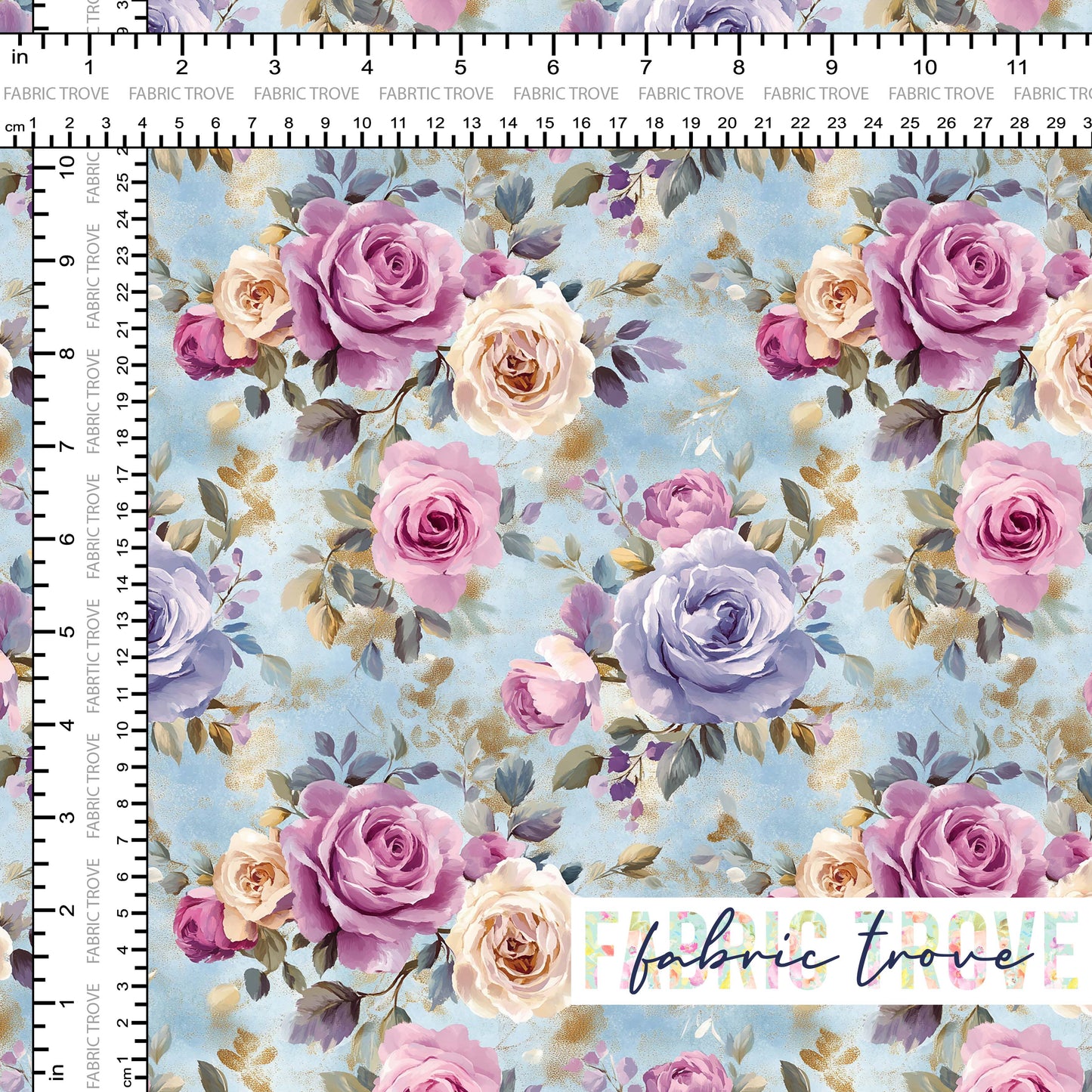 COTTON 100 - Elegant Floral Blue