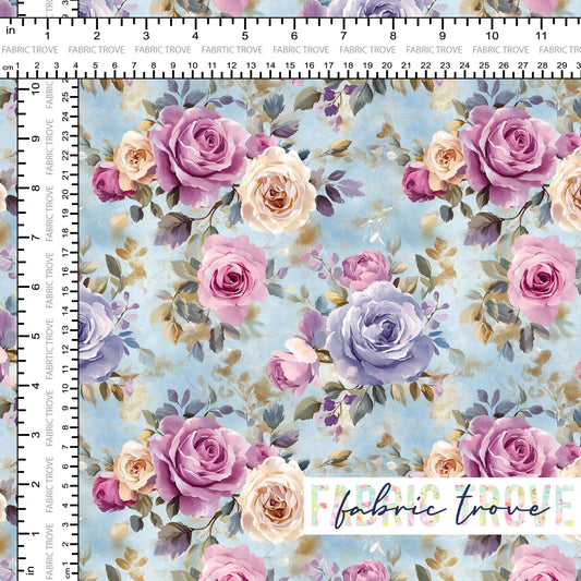 COTTON 100 - Elegant Floral Blue