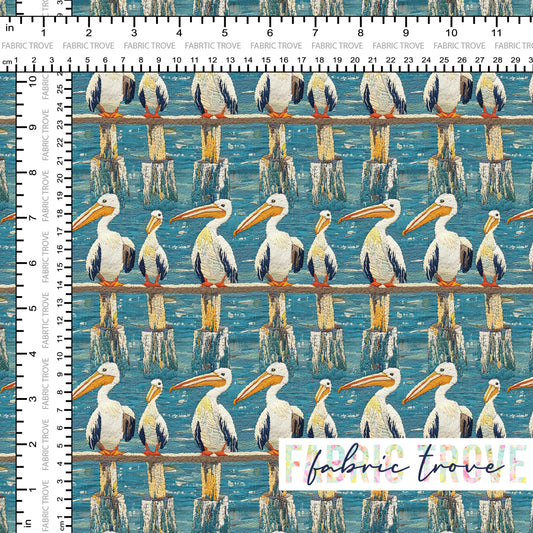 C100 - Faux Embroidered Pelicans
