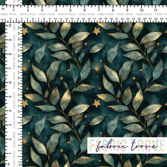COTTON 100 - Gold Trim Leaves