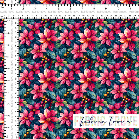COTTON 100 - Holly Pointsettia