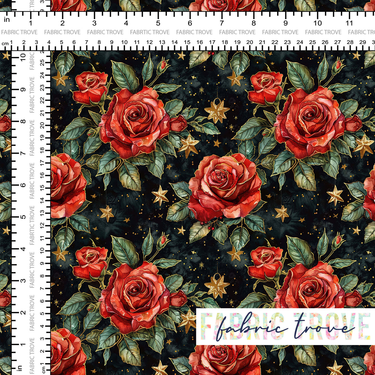 C100 - Noel Roses Black