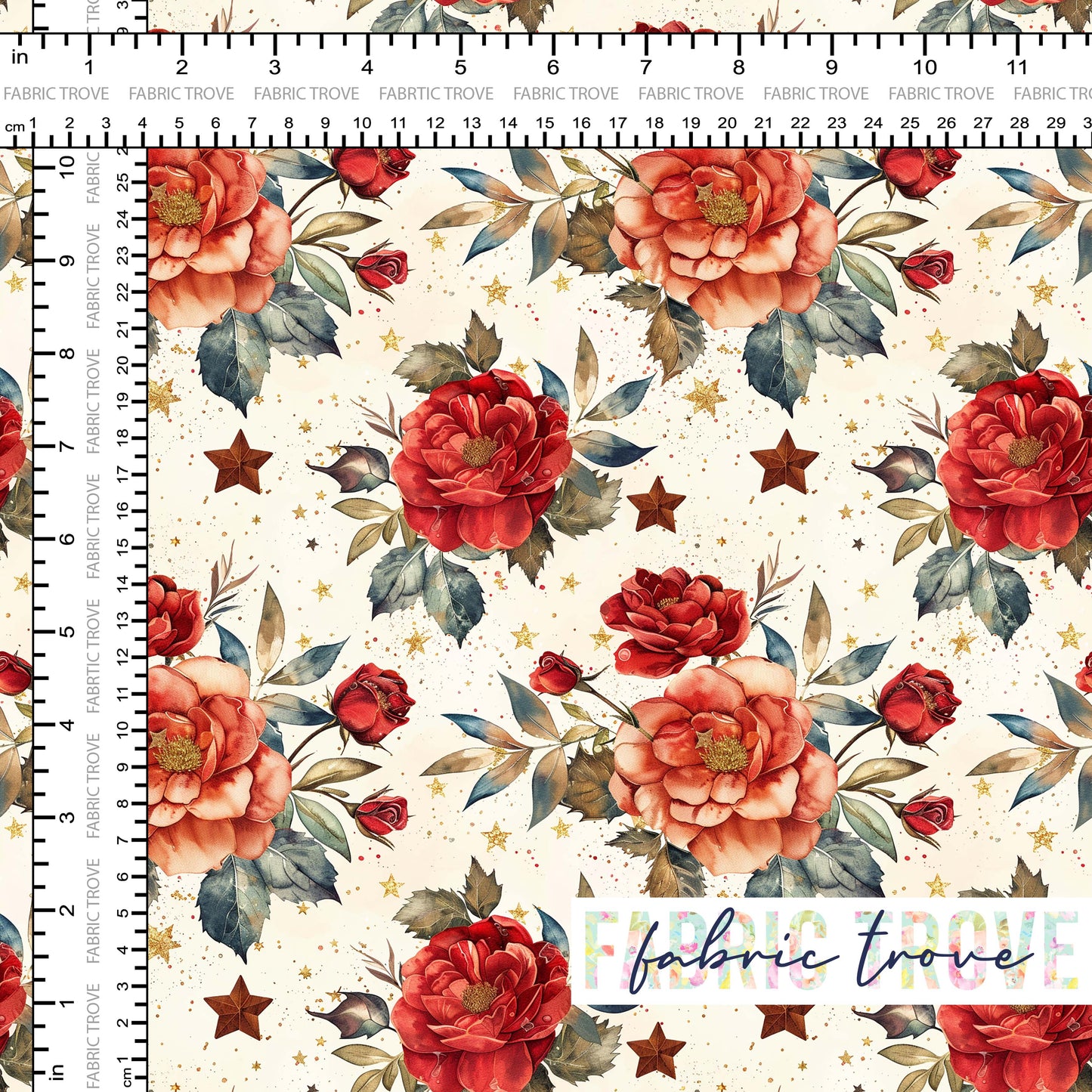 COTTON 100 - Noel Roses Cream