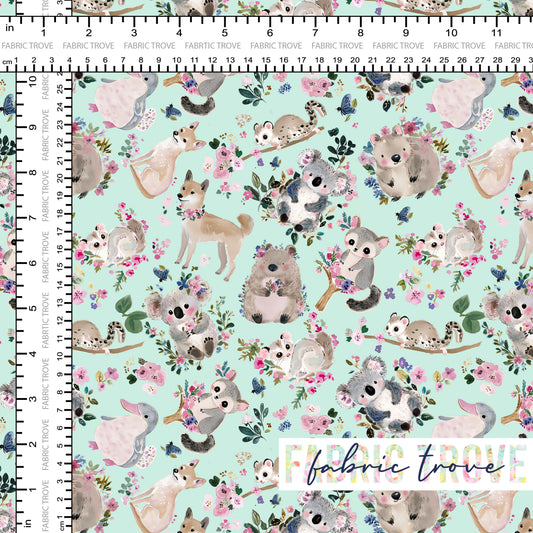 COTTON 100 - Pretty Aussie Critters Mint