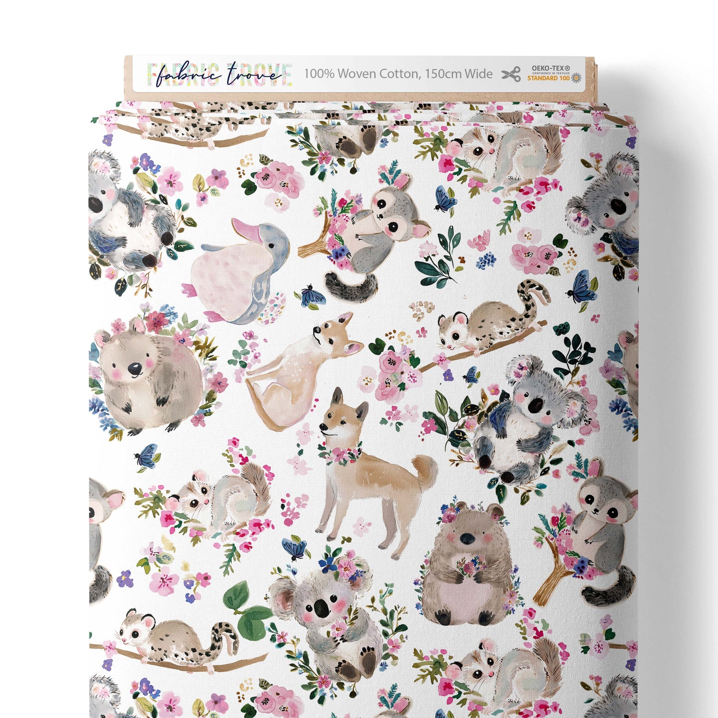 COTTON 100 - Pretty Aussie Critters White