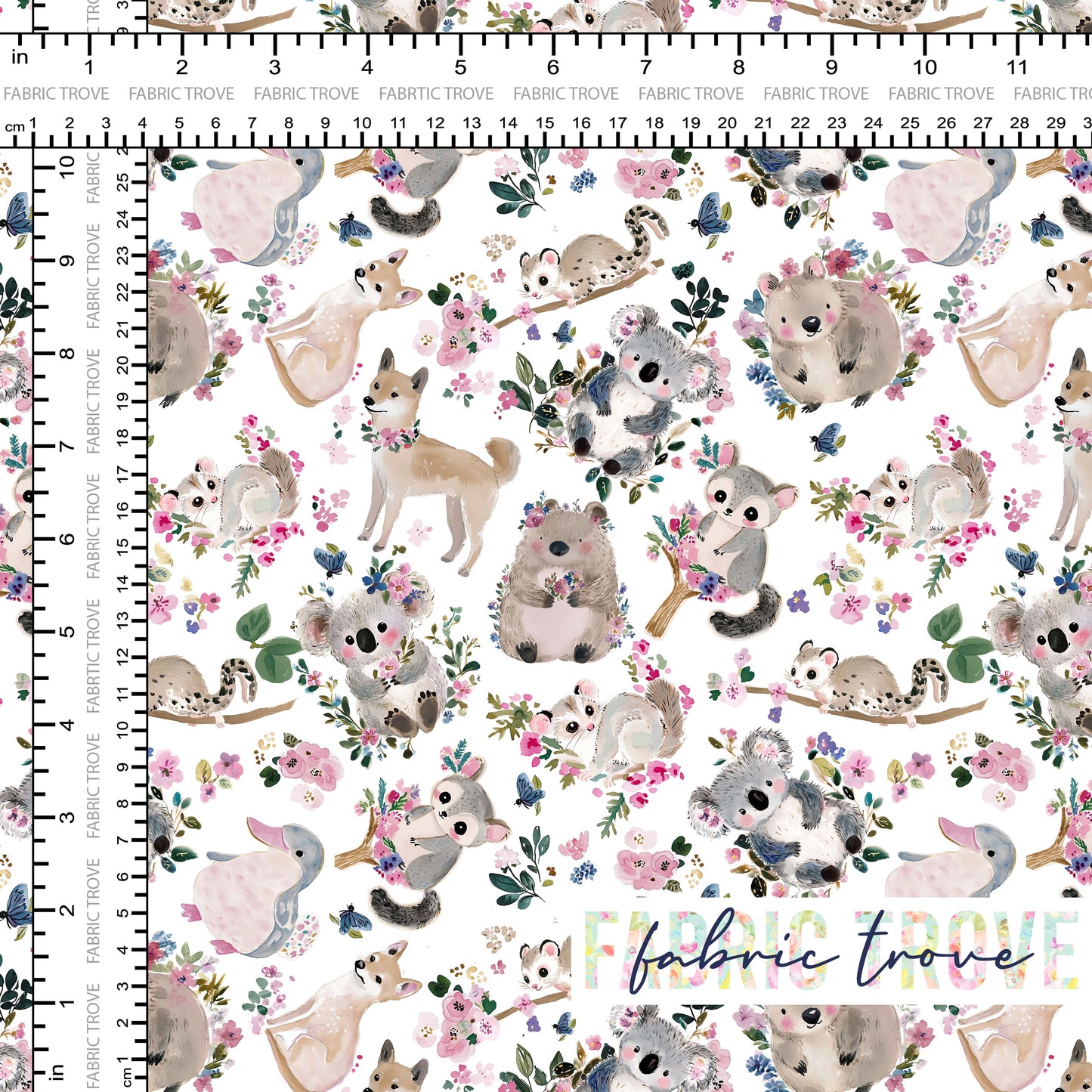 COTTON 100 - Pretty Aussie Critters White