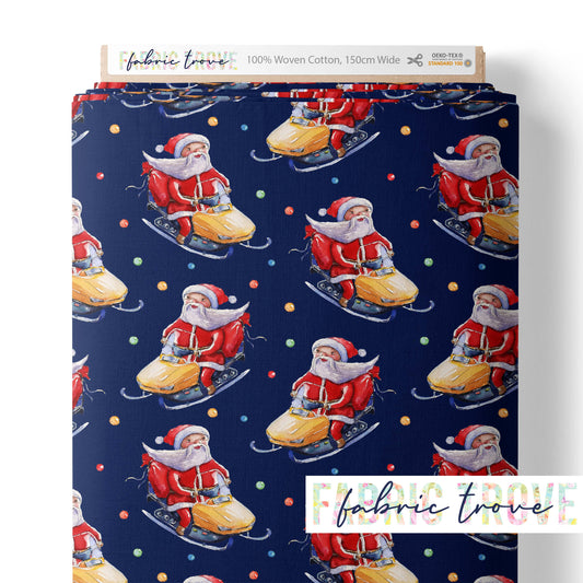 COTTON 100 - Santa Sleigh Ride Navy