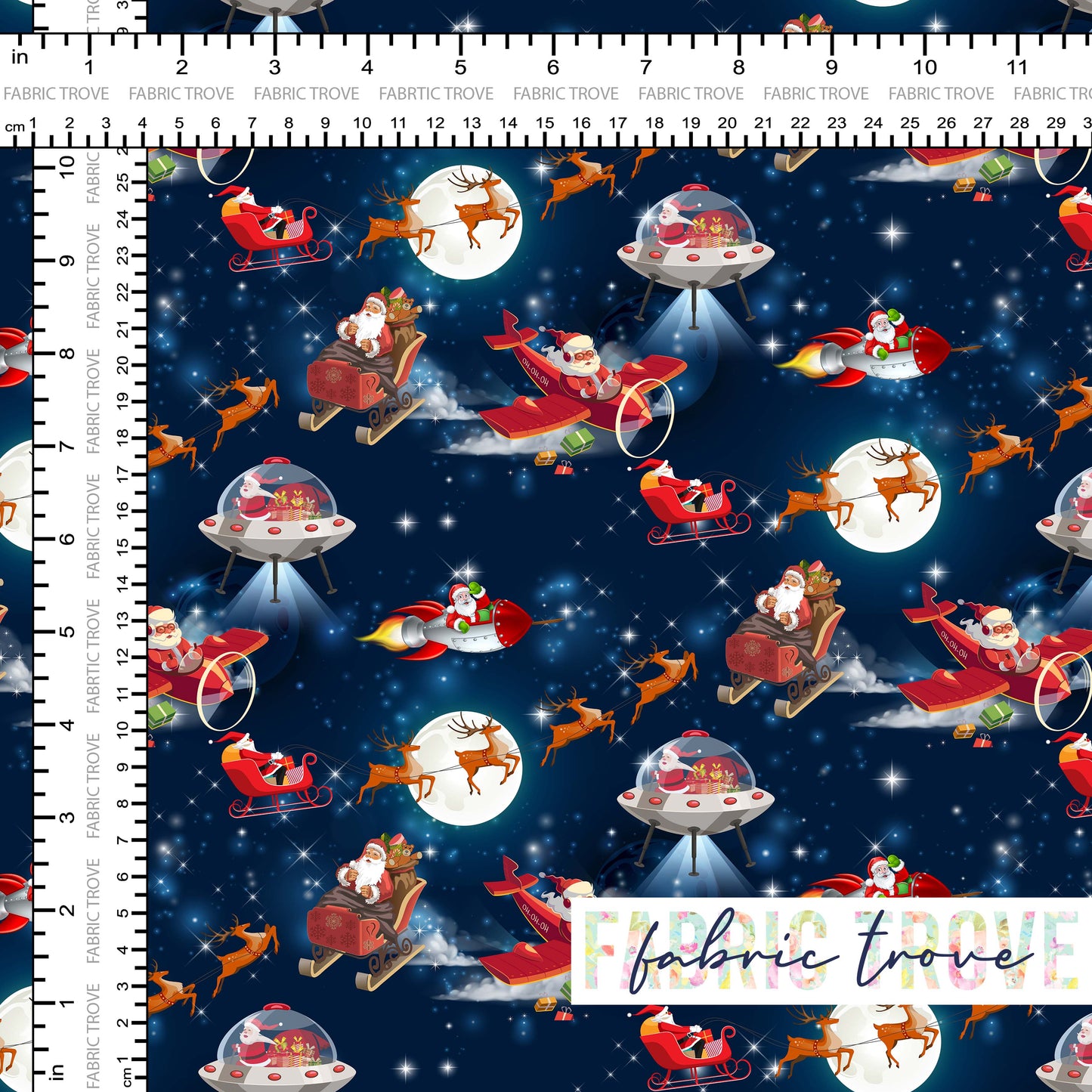 KNIT 95/5 - Vintage Santa Flight - 80cm Piece
