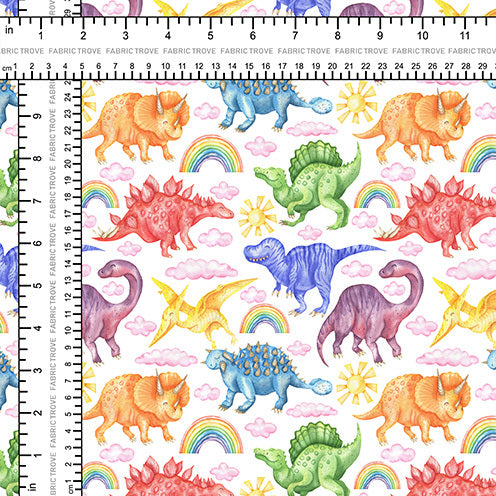 COTTON 100 - Rainbow Dino