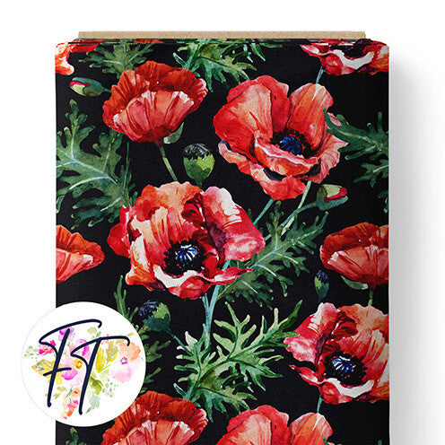 COTTON 100 - Poppy Dreams Black