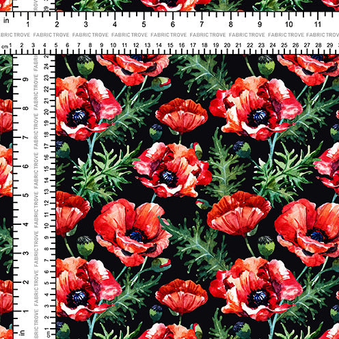 COTTON 100 - Poppy Dreams Black