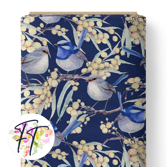 COTTON 100 - Blue Wren Dreams Navy