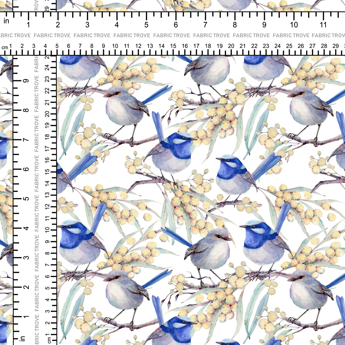 COTTON 100 - Blue Wren Dreams White