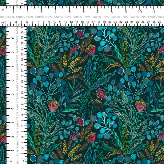 COTTON 100 - Abstract Wattle Green