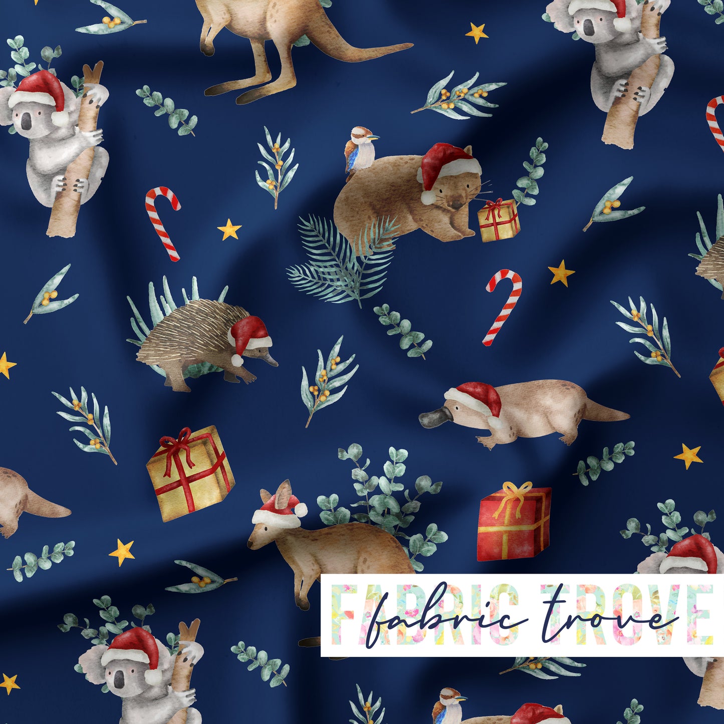 KNIT 95/5 - Aussie Noel Navy - 90cm Piece