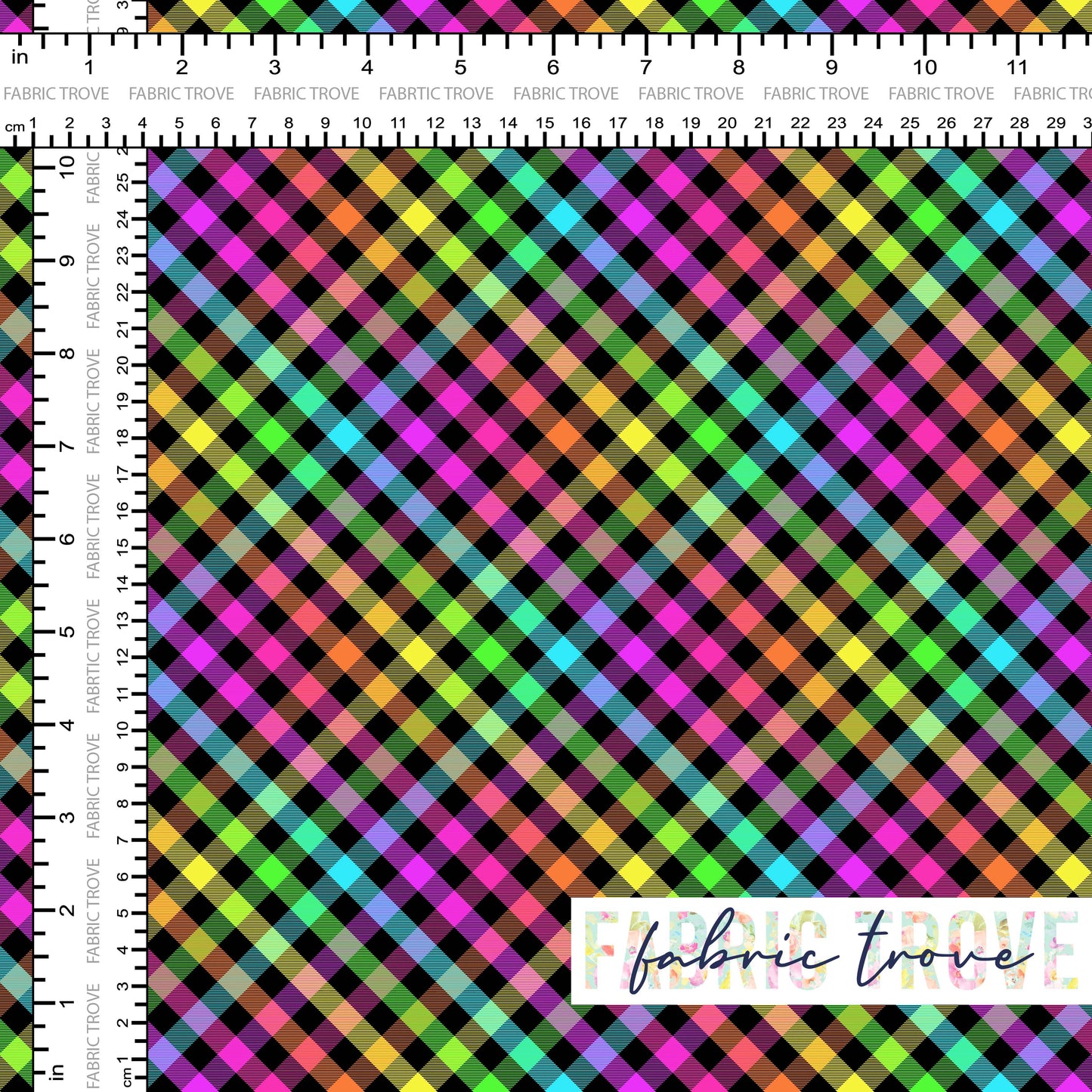 KNIT 95/5 - Bright Diagonal Check - 90cm Piece