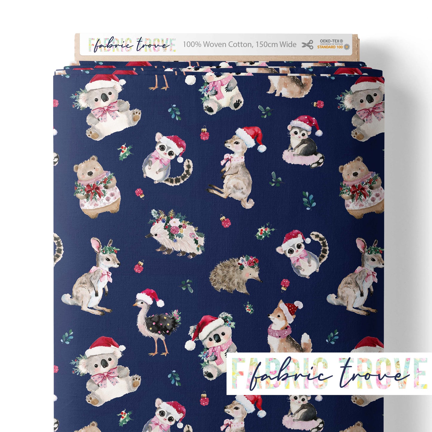 COTTON 100 - Bush Christmas Folk Navy