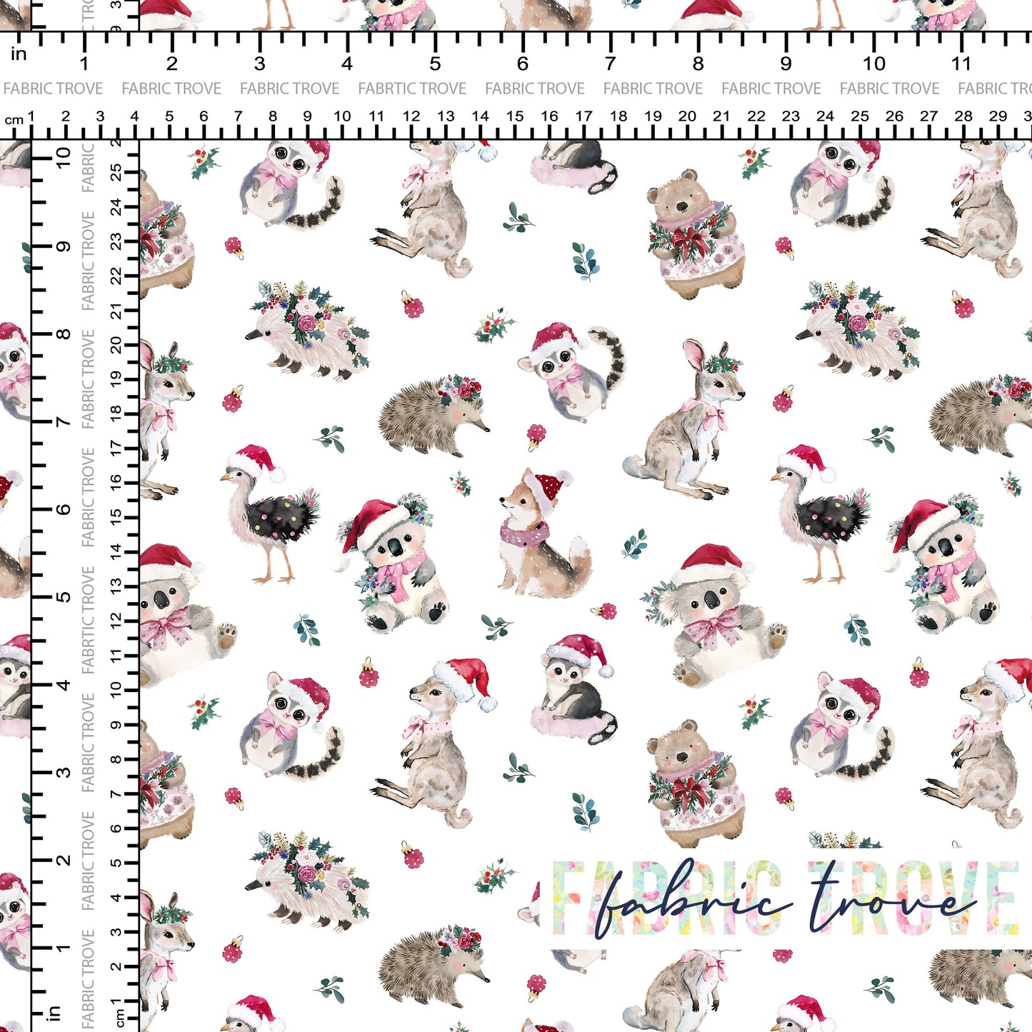 COTTON 100 - Bush Christmas Folk White