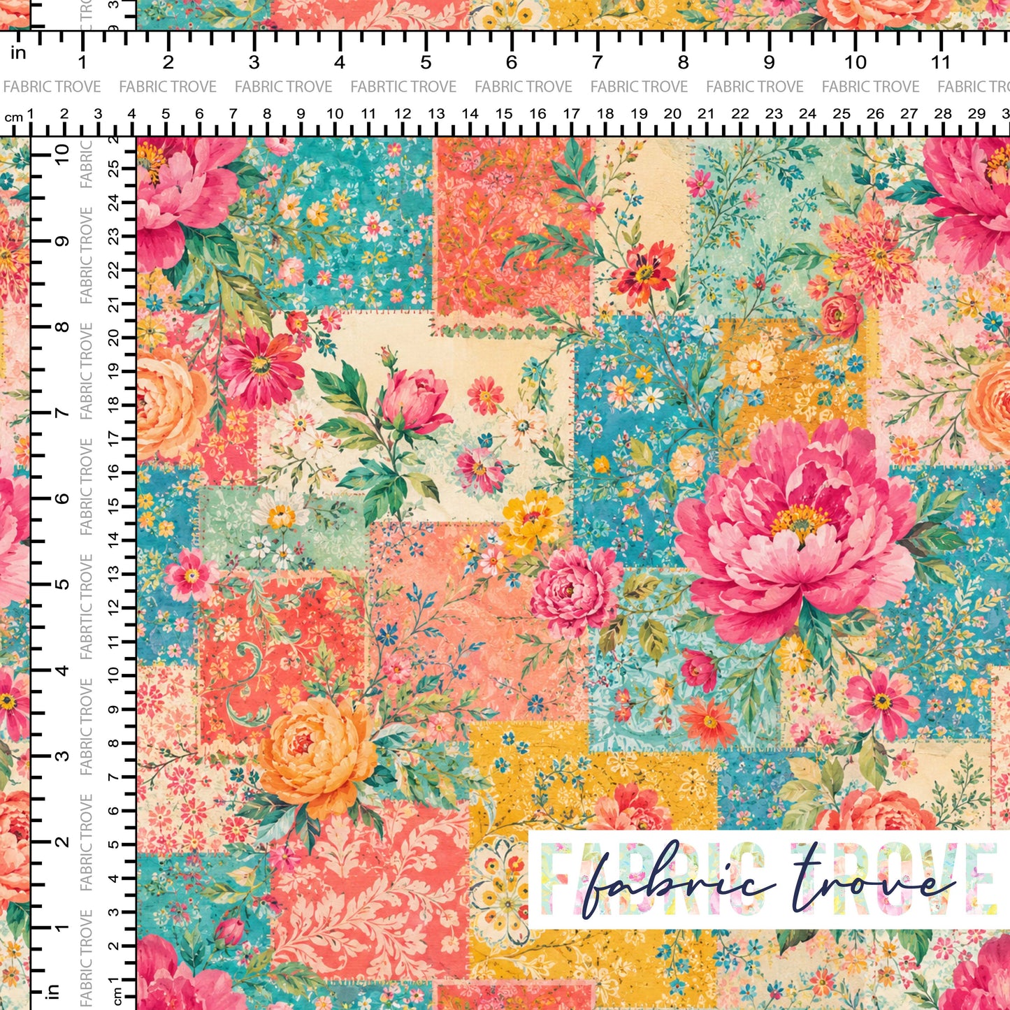 C100 - Faux Patchwork BoHo Floral