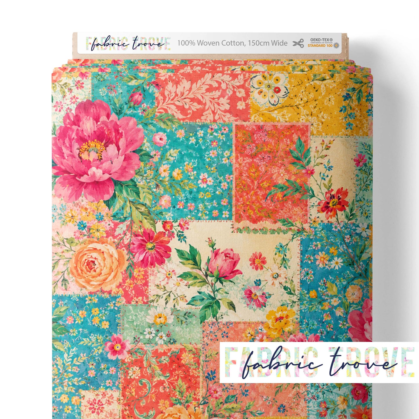 C100 - Faux Patchwork BoHo Floral