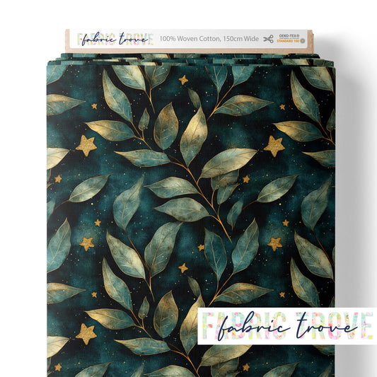 COTTON 100 - Gold Trim Leaves