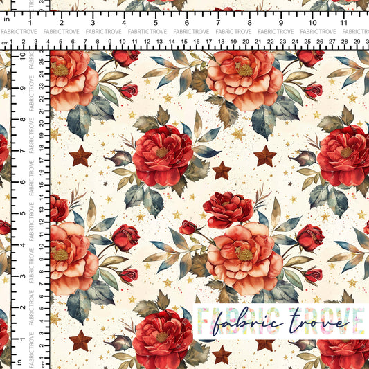 COTTON 100 - Noel Roses Cream