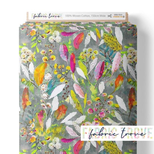 C100 - Ozzie Mixed Leaves Grey