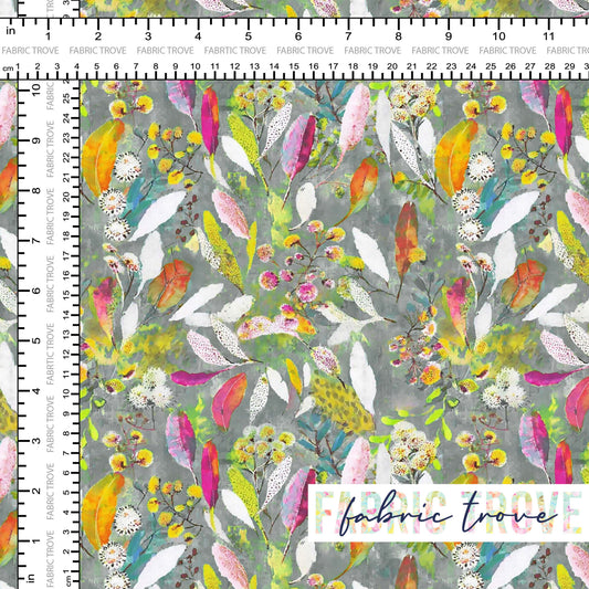 C100 - Ozzie Mixed Leaves Grey