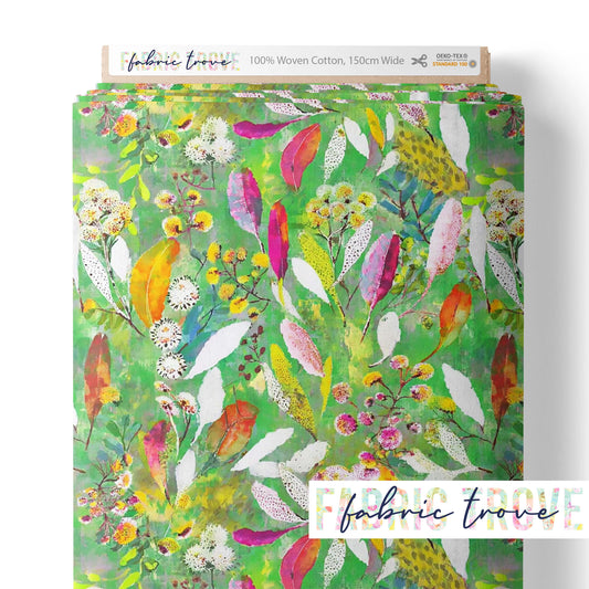 C100 - Ozzie Mixed Leaves Green