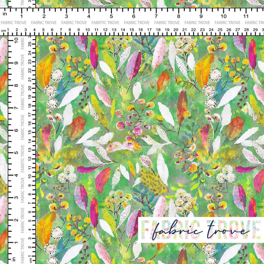 C100 - Ozzie Mixed Leaves Green