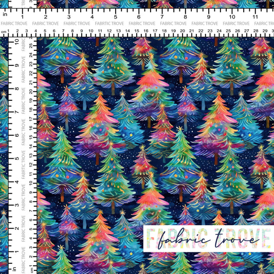 KNIT 95/5 - Rainbow Christmas Trees - 90cm Piece