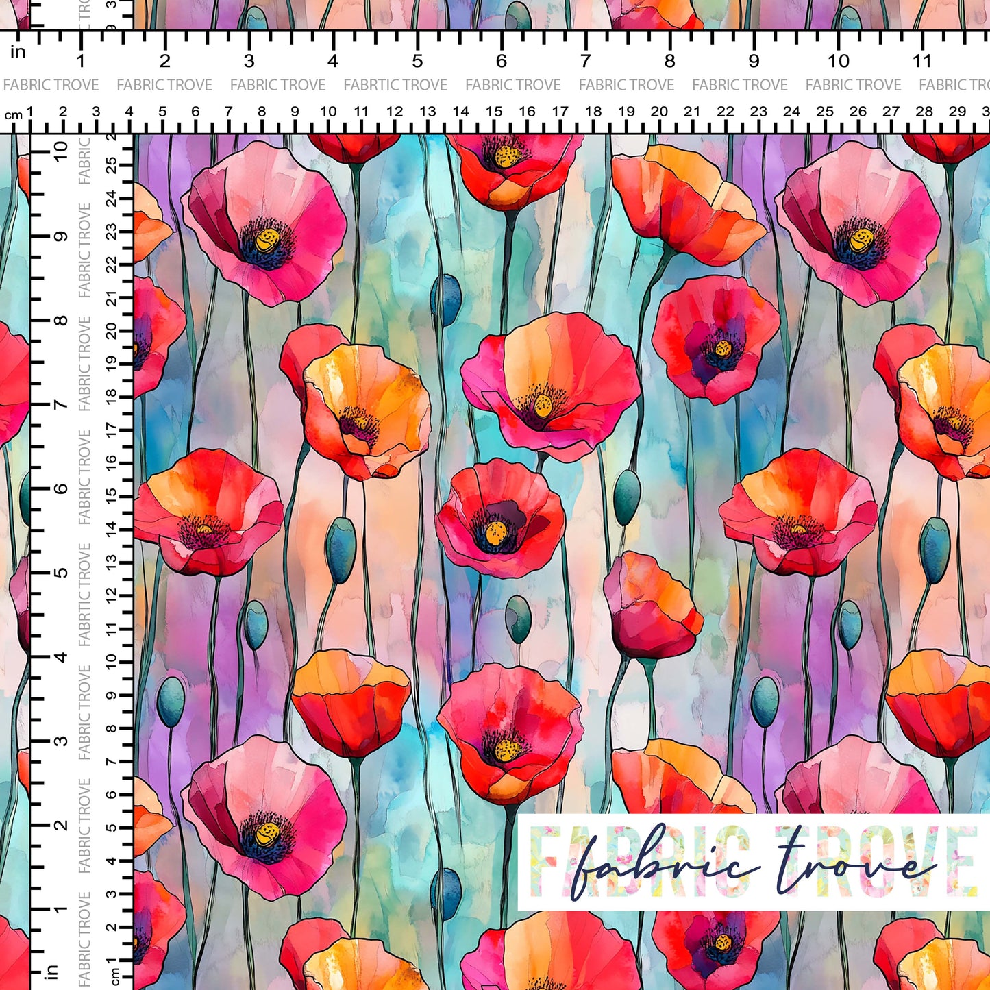 C100 - Stainglass Poppies