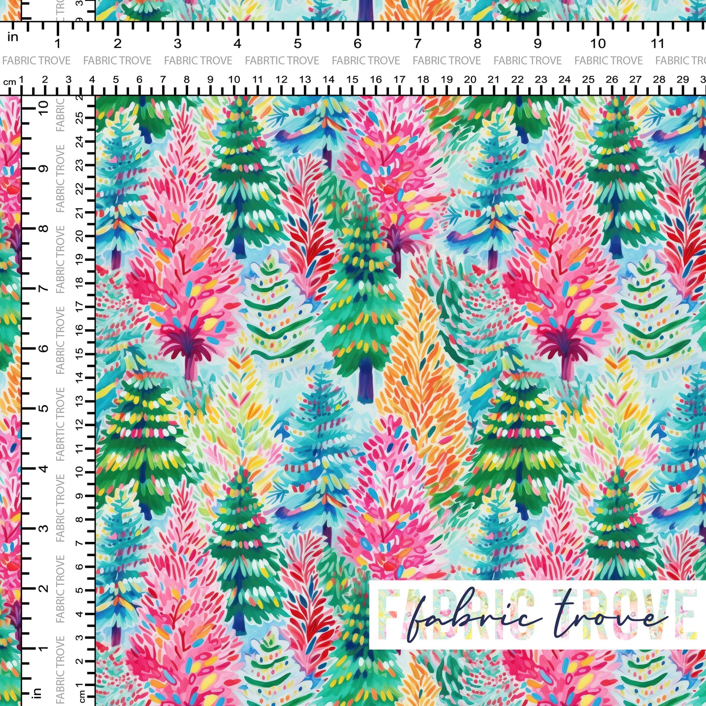 COTTON 100 - Watercolor Christmas Trees