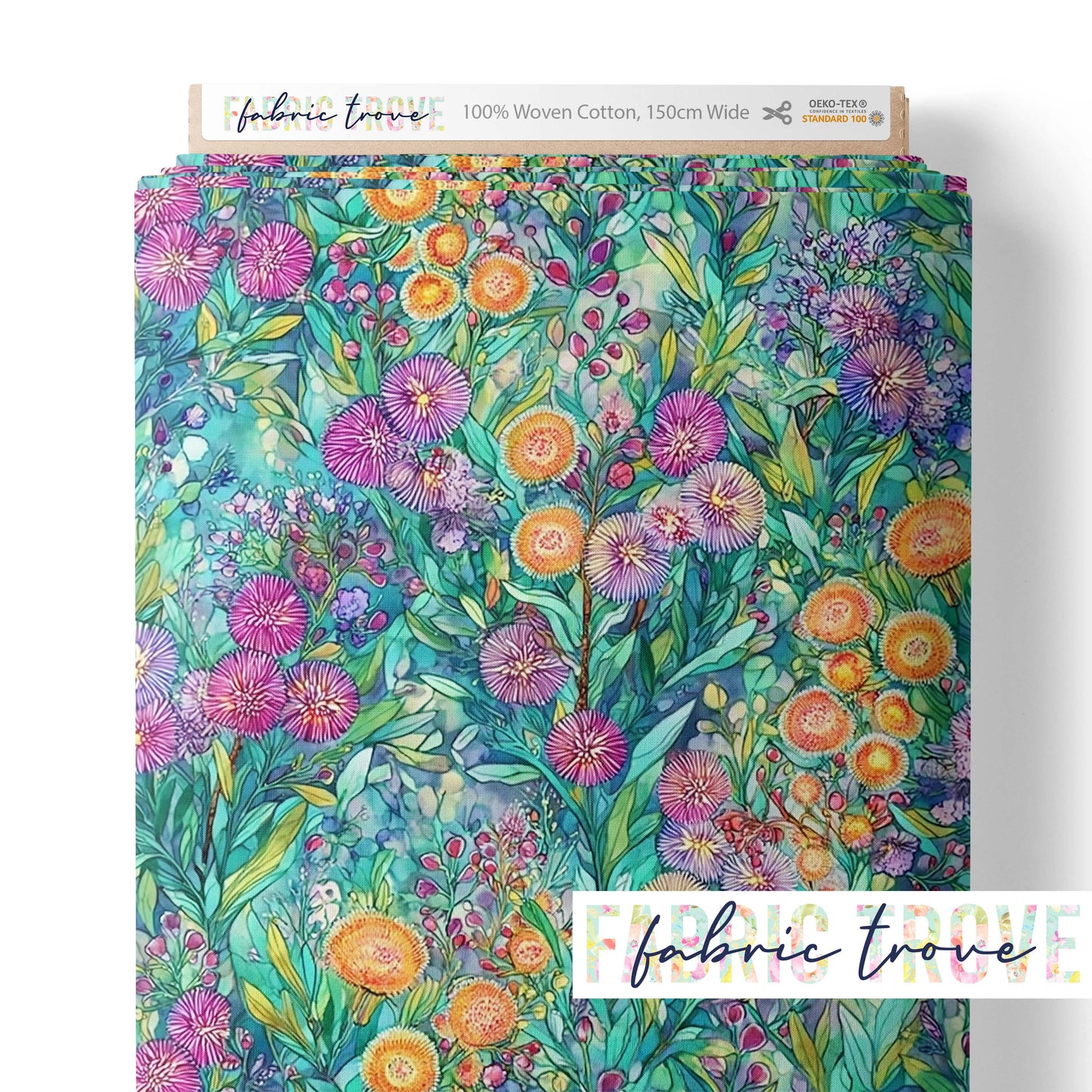 C100 - Whimisical Wildflowers Aqua