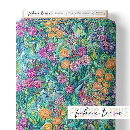 C100 - Whimisical Wildflowers Aqua